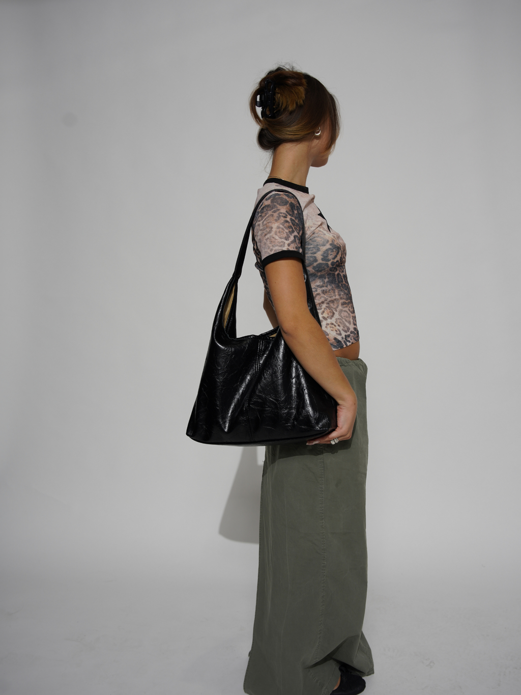 Large Retro Bag in Patinated Leather