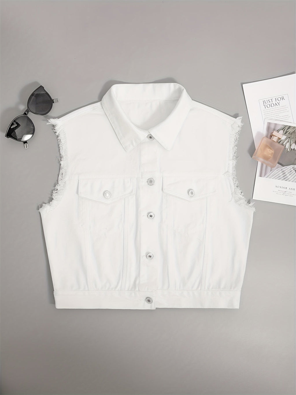 Johanna - Denim Vest with Flap Pockets