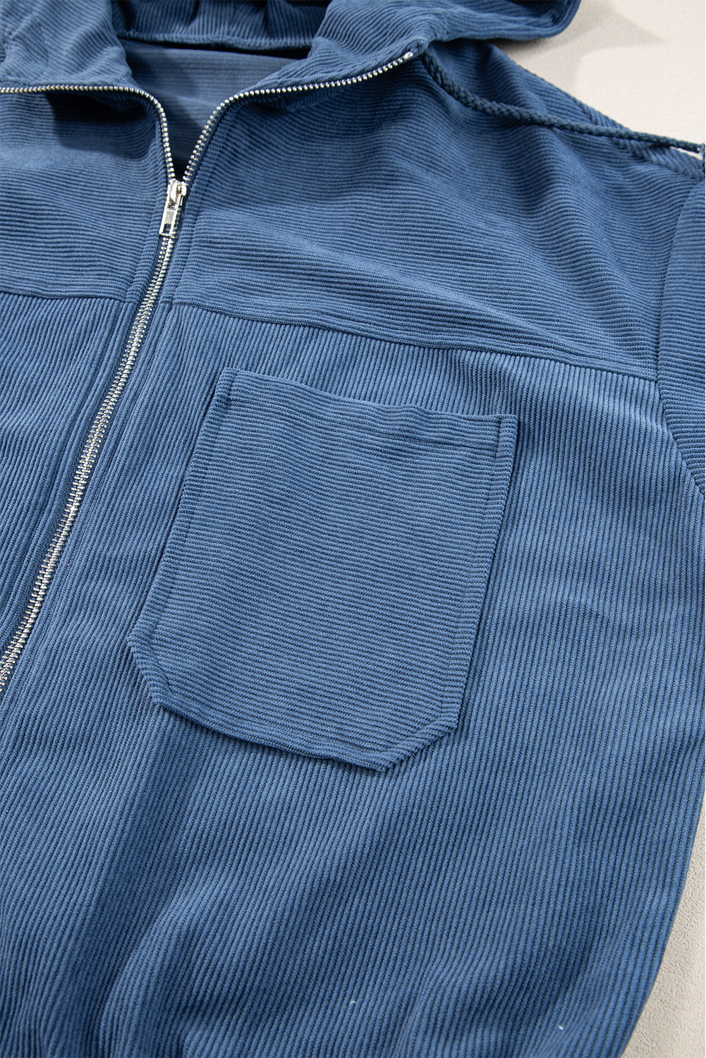 Teal Hoodie with Zipper and Drawstring