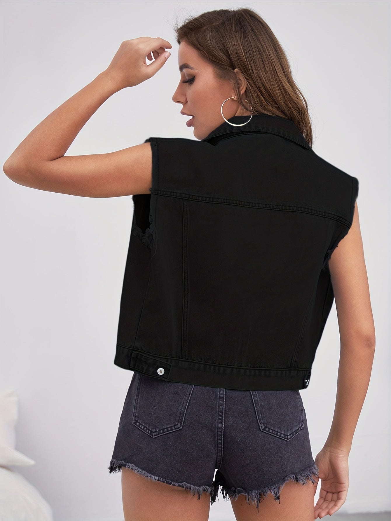 Johanna - Denim Vest with Flap Pockets