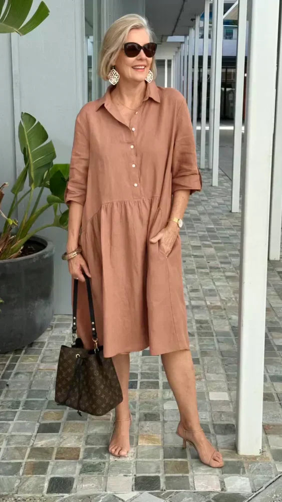 Tricia - Comfortable Cotton Midi Dress