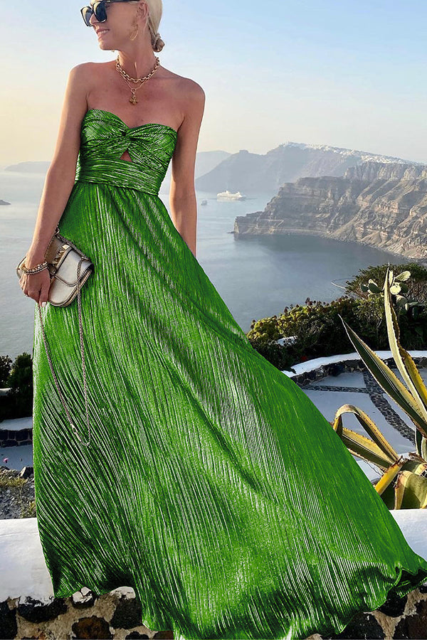 Damska długa sukienka z wyrazistym dekoltem