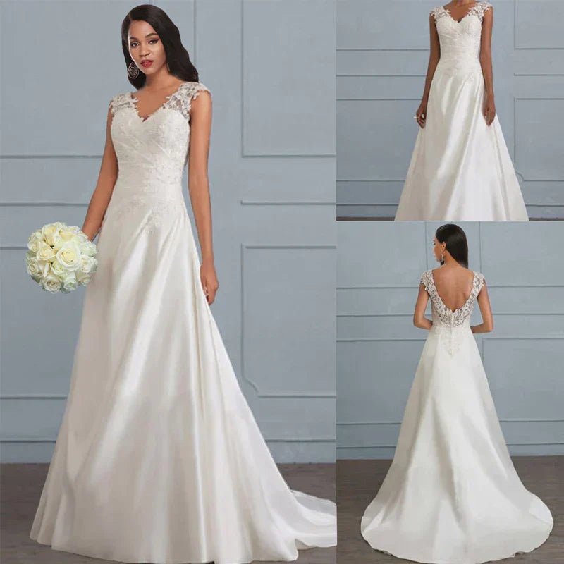 Stylowa suknia ślubna z koronkowymi zdobieniami