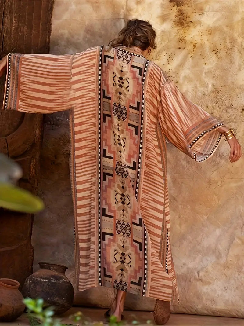 Bohemian Plus Size Kimono with Adjustable Belt