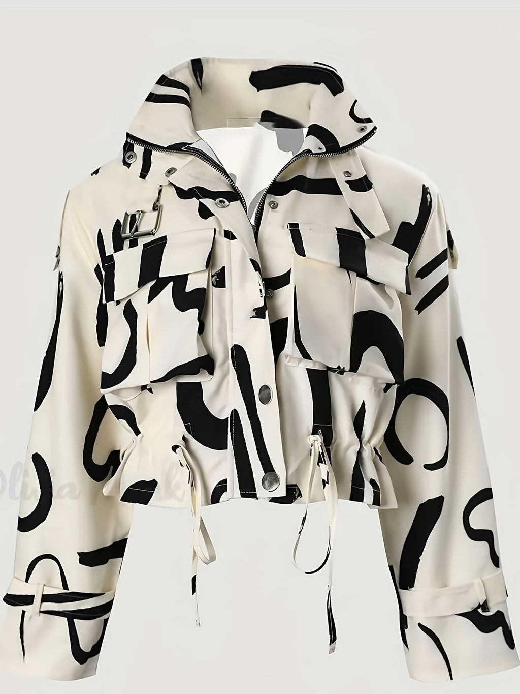 Stylowa damska kurtka z wysokim kołnierzem