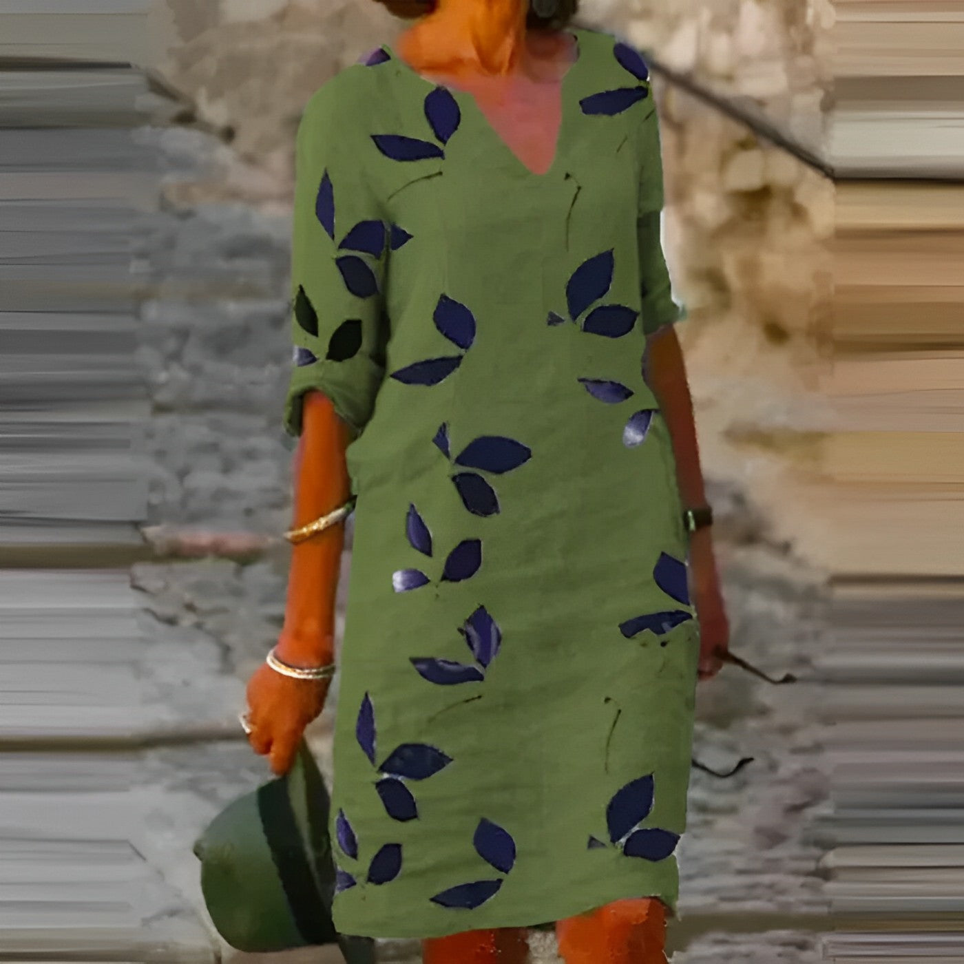 Stylowa damska sukienka letnia w liście