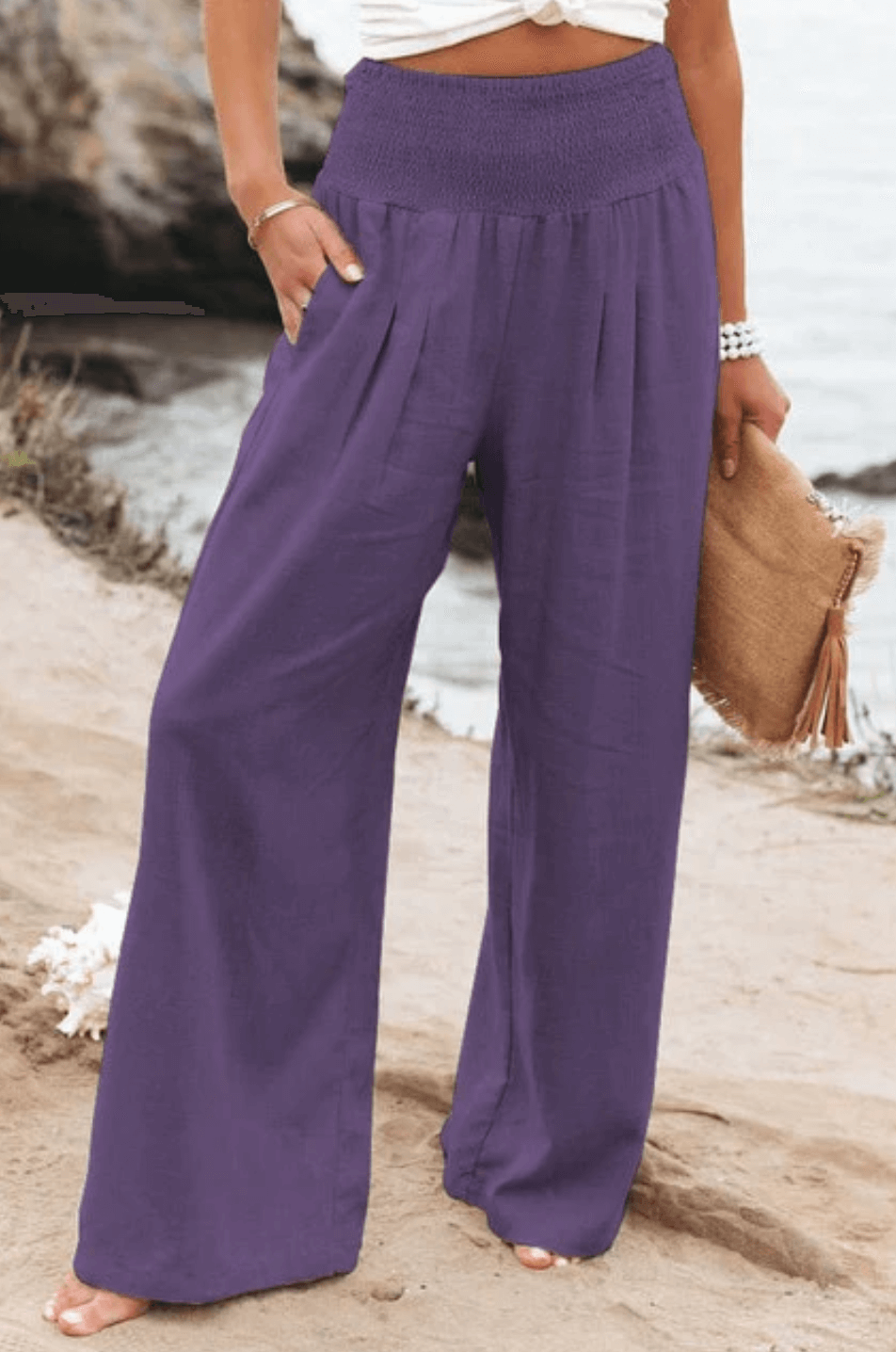Palazzo Pants with Elastic Waistband for Women