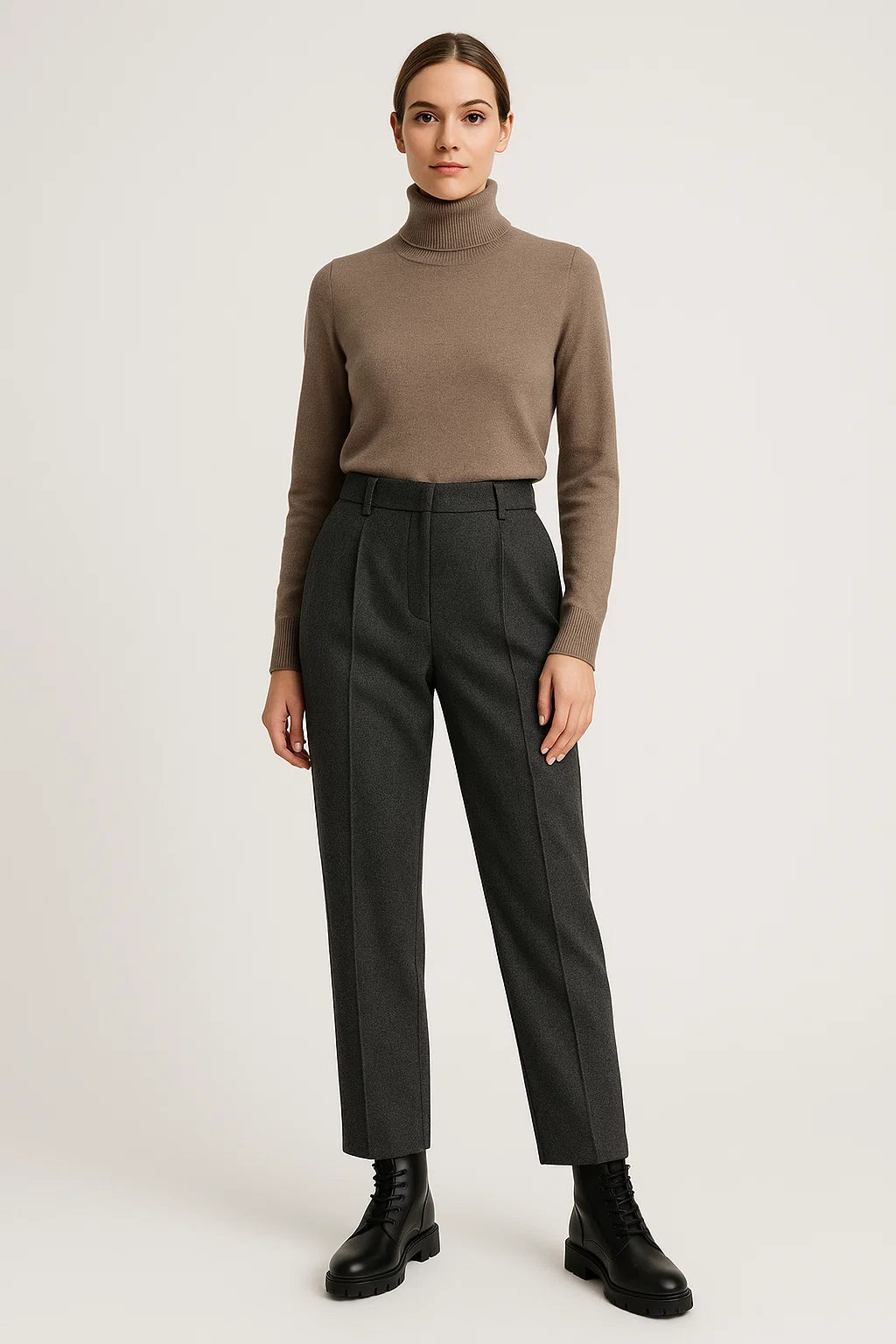 Talia – Spodnie z wysokim stanem z mieszanki wełny